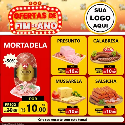 Modelo de Rede Social para Feed Facebook com o tema Ofertas de Fim de Ano para Frios e Laticínios