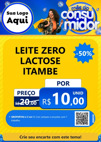 Modelo de Cartaz para Cartaz A4 Vertical com o tema Mês do Consumidor para Frios e Laticínios
