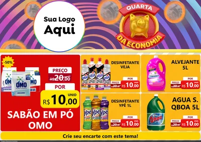 Modelo de Encarte para Encarte A4 Horizontal com o tema Quarta da Economia para Produtos de Limpeza