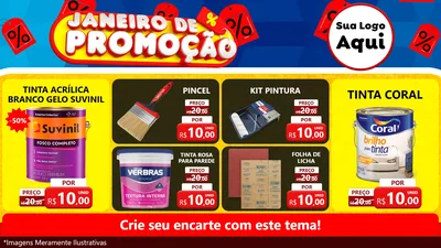 Modelo de TV para TV Horizontal com o tema Janeiro de Promoção para Tintas e Ferramentas