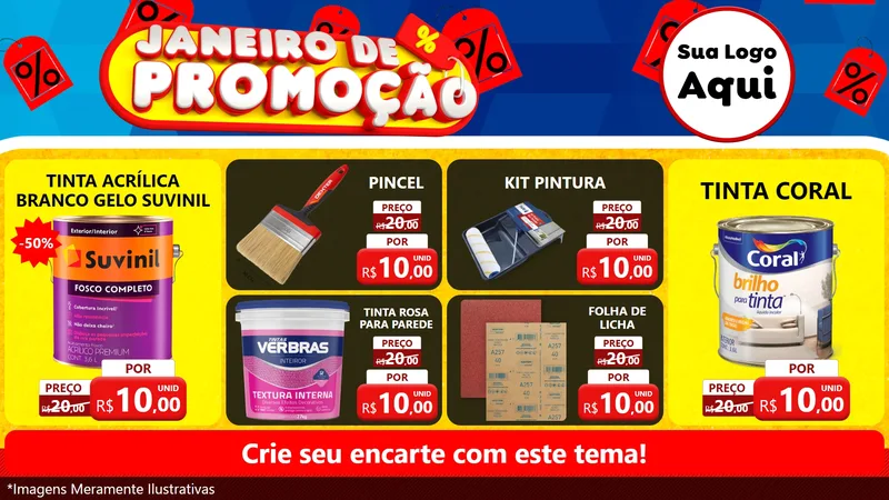 Modelo de TV para TV Horizontal com o tema Janeiro de Promoção para Tintas e Ferramentas
