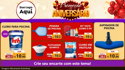 Modelo de TV para TV Horizontal com o tema Promoção de Aniversário para Produtos para Piscina