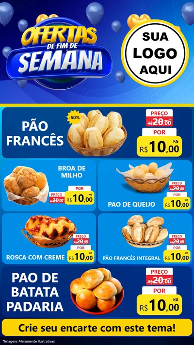 Modelo de TV para TV Vertical com o tema Ofertas de Fim de Semana para Padaria