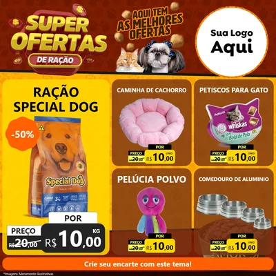 Modelo de Rede Social para Feed Facebook com o tema Super Oferta de Ração para Pet Shop