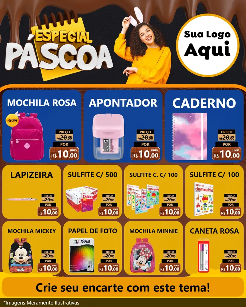 Modelo de Rede Social para Feed Instagram com o tema Especial Páscoa para Papelaria