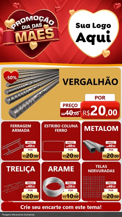 Modelo de Rede Social para Stories com o tema Promoção Dia das Mães para Ferragens