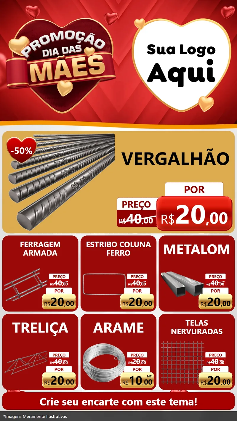 Modelo de Rede Social para Stories com o tema Promoção Dia das Mães para Ferragens