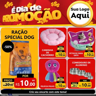 Modelo de Rede Social para Feed Facebook com o tema É Dia De Promoção para Pet Shop