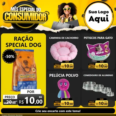 Modelo de Rede Social para Feed Facebook com o tema Mês Especial do Consumidor para Pet Shop