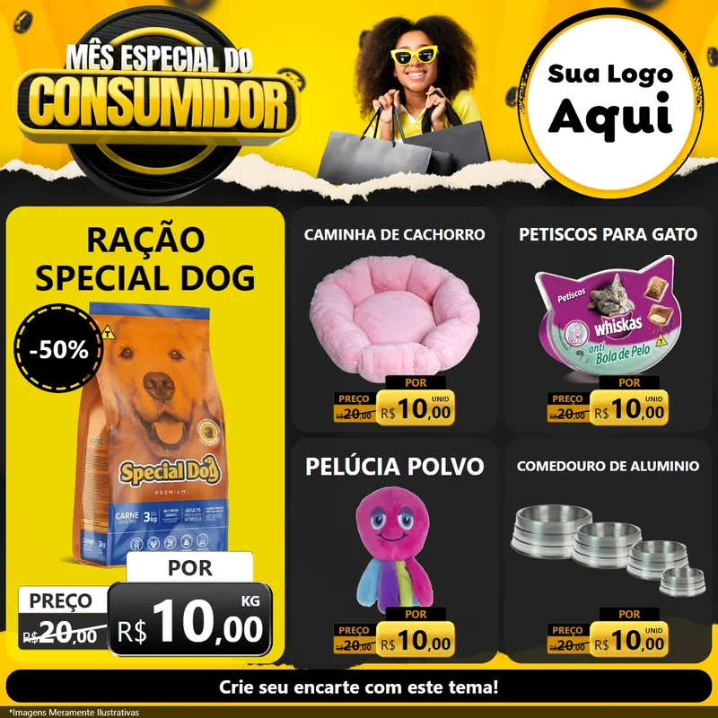 Modelo de Rede Social para Feed Facebook com o tema Mês Especial do Consumidor para Pet Shop