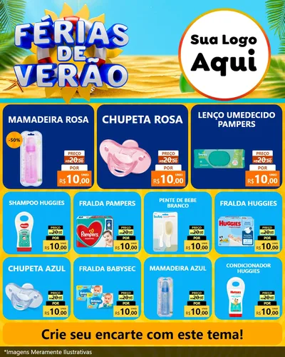 Modelo de Rede Social para Feed Instagram com o tema Férias de Verão para Bebês