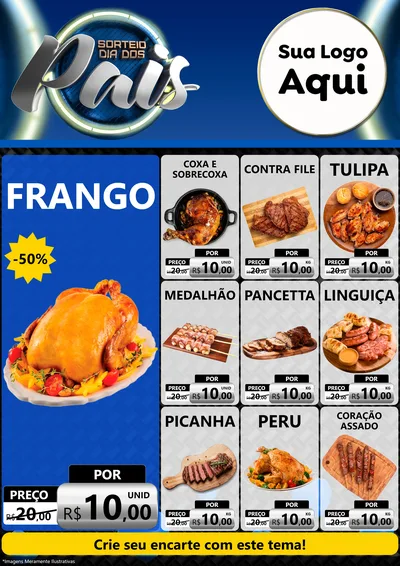 Modelo de Encarte para Encarte A4 Vertical com o tema Sorteio Dia Dos Pais para Assados