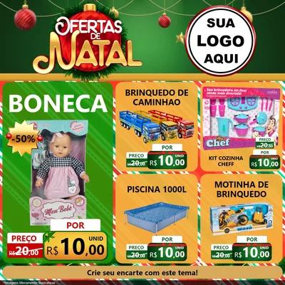 Modelo de Rede Social para Feed Facebook com o tema Ofertas de Natal para Brinquedos
