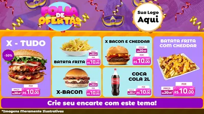 Modelo de TV para TV Horizontal com o tema Folia de Ofertas para Hamburgueria