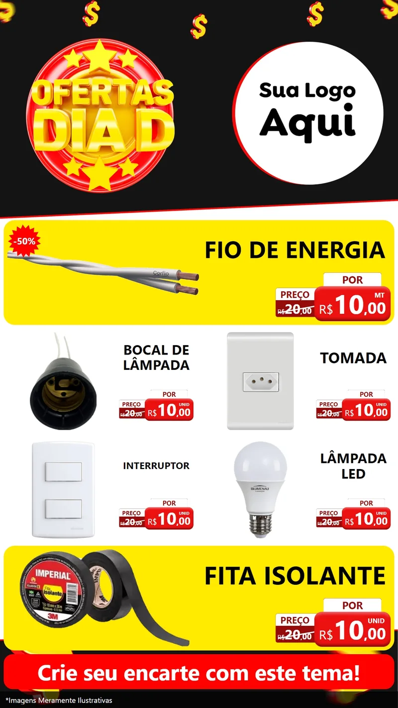 Modelo de TV para TV Vertical com o tema Dia D para Materiais Elétricos