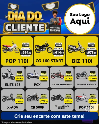 Modelo de Rede Social para Feed Instagram com o tema Dia Do Cliente para Concessionaria de Motos