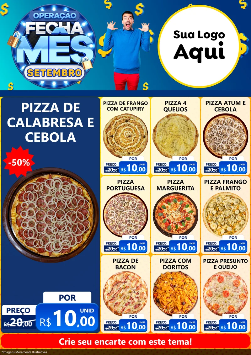 Modelo de Encarte para Encarte A4 Vertical com o tema Operação Fecha Mês Setembro para Pizzaria