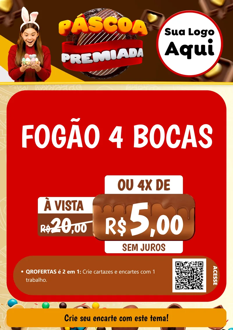 Modelo de Cartaz para Cartaz A4 Vertical com o tema Páscoa Premiada para Móveis e Eletro