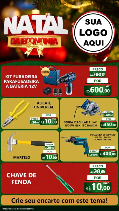 Modelo de TV para TV Vertical com o tema Natal da Economia para Maquinas e Ferramentas