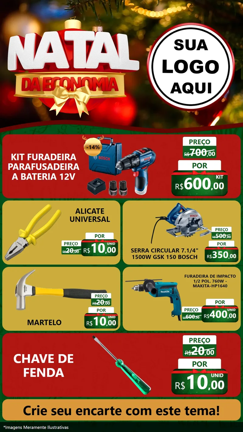 Modelo de TV para TV Vertical com o tema Natal da Economia para Maquinas e Ferramentas