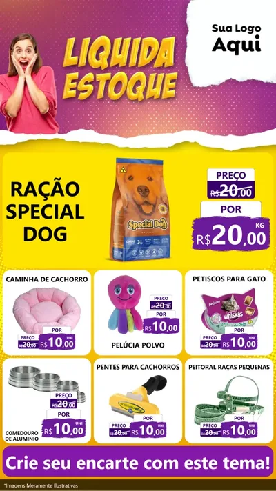Modelo de Rede Social para Stories com o tema Liquida estoque para Pet Shop