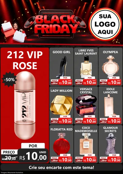 Modelo de Encarte para Encarte A4 Vertical com o tema Black Friday para Perfumes