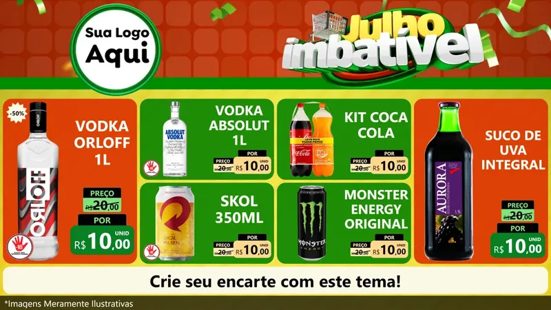 Modelo de TV para TV Horizontal com o tema Julho Imbatível para Distribuidora de bebidas