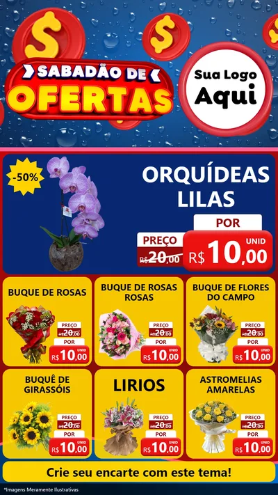 Modelo de Rede Social para Stories com o tema Sabadão de Ofertas para Floricultura e jardim