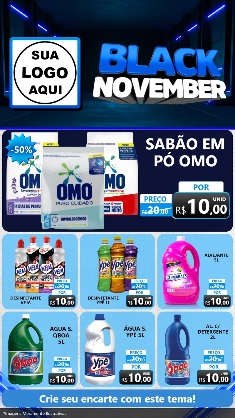 Modelo de Rede Social para Stories com o tema Black November para Produtos de Limpeza