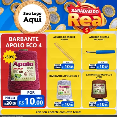 Modelo de Rede Social para Feed Facebook com o tema Sabadão do Real para Armarinho e Aviamentos
