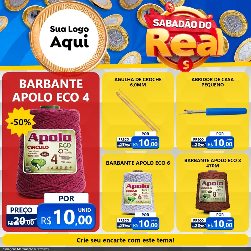 Modelo de Rede Social para Feed Facebook com o tema Sabadão do Real para Armarinho e Aviamentos