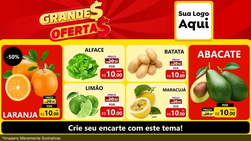 Modelo de TV para TV Horizontal com o tema Grandes Ofertas para Hortifrúti