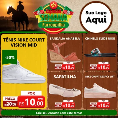 Modelo de Rede Social para Feed Facebook com o tema Especial Semana Farroupilha para Calçados