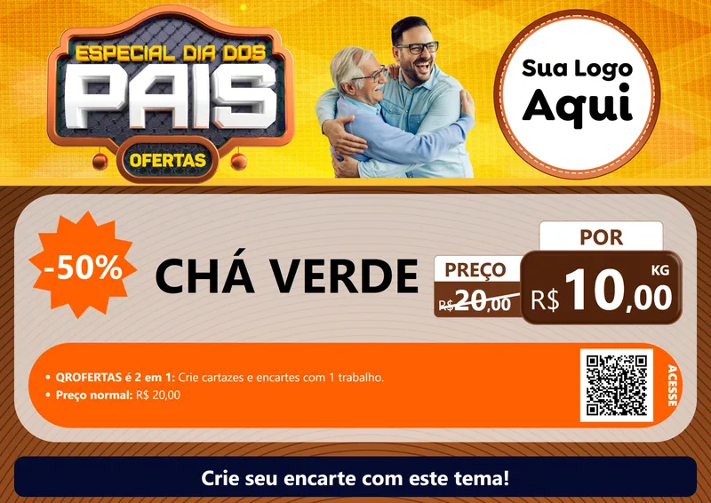Modelo de Cartaz para Cartaz A4 Horizontal com o tema Especial Dia dos Pais para Produtos Naturais