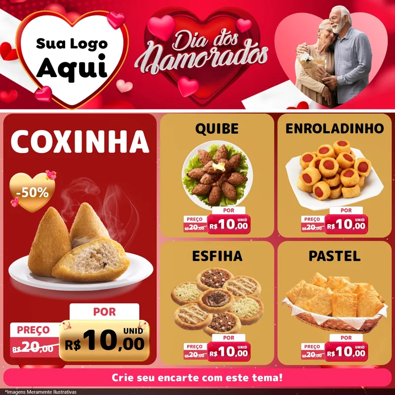 Modelo de Rede Social para Feed Facebook com o tema Dia Dos Namorados para Salgadaria