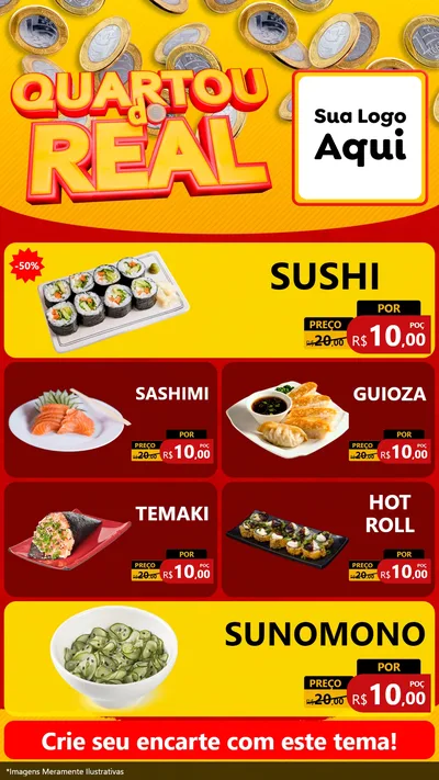 Modelo de TV para TV Vertical com o tema Quartou do Real para Comida japonesa