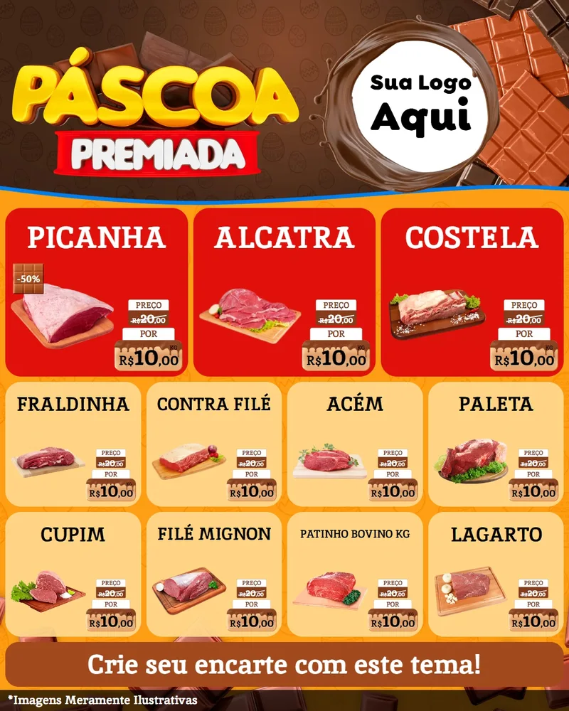 Modelo de Rede Social para Feed Instagram com o tema Páscoa Premiada para Açougue
