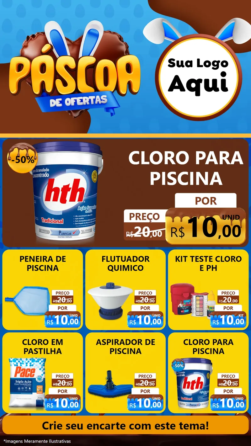 Modelo de Rede Social para Stories com o tema Páscoa de Ofertas para Produtos para Piscina