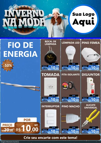 Modelo de Encarte para Encarte A4 Vertical com o tema Inverno na Moda para Materiais Elétricos