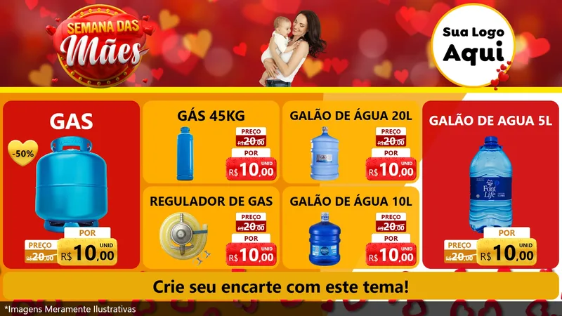 Modelo de TV para TV Horizontal com o tema Semana das Mães para Água e gás
