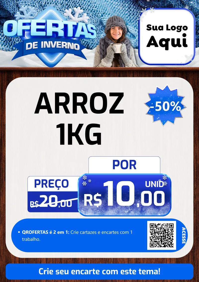 Modelo de Cartaz para Cartaz A4 Vertical com o tema Ofertas de Inverno para Supermercado