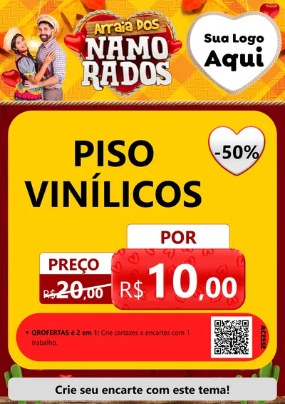 Modelo de Cartaz para Cartaz A4 Vertical com o tema Arraiá dos Namorados para Material para Construção