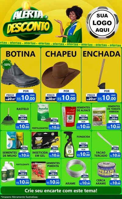 Modelo de Encarte para Encarte Grande com o tema Alerta de Desconto para Agropecuária