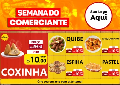 Modelo de Encarte para Encarte A4 Horizontal com o tema Semana do Comerciante para Salgadaria