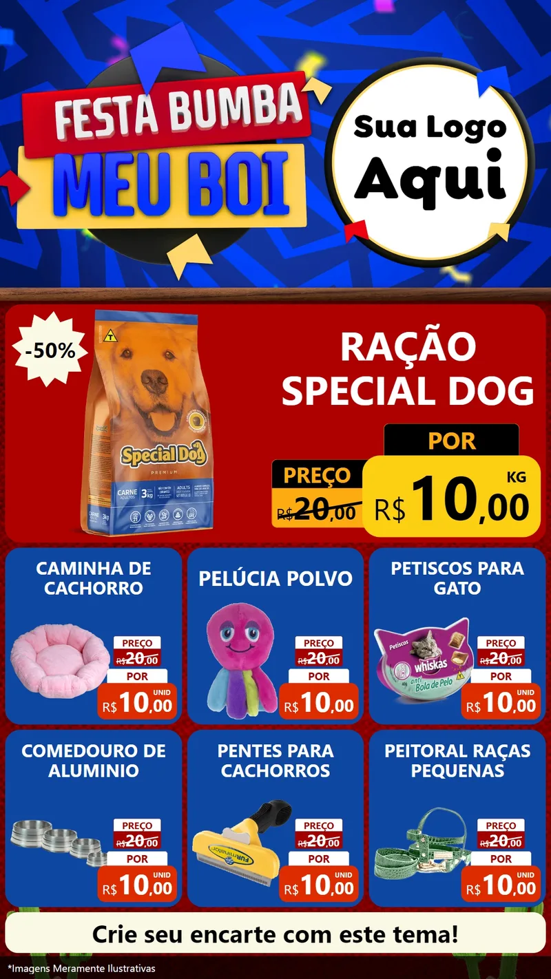 Modelo de Rede Social para Stories com o tema Festa Bumba meu Boi para Pet Shop