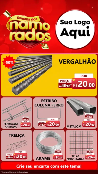 Modelo de Rede Social para Stories com o tema Semana dos namorados para Ferragens