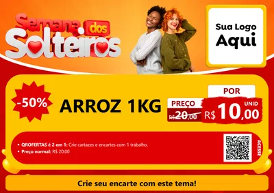Modelo de Cartaz para Cartaz A4 Horizontal com o tema Semana dos Solteiros para Supermercado