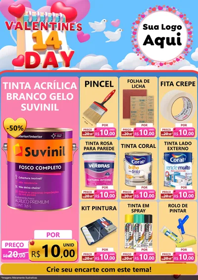 Modelo de Encarte para Encarte A4 Vertical com o tema Valentine's Day para Tintas e Ferramentas
