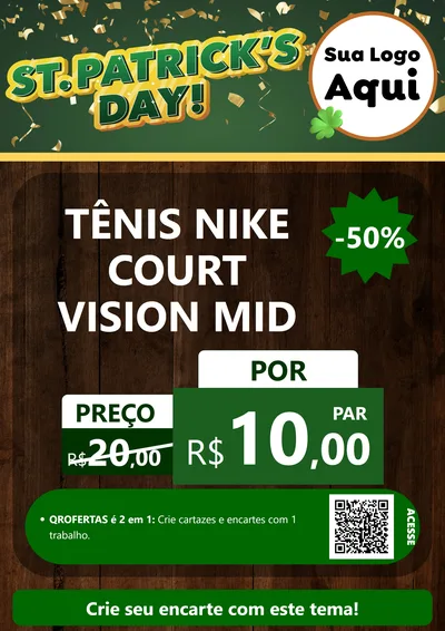 Modelo de Cartaz para Cartaz A4 Vertical com o tema St Patriks Day para Calçados