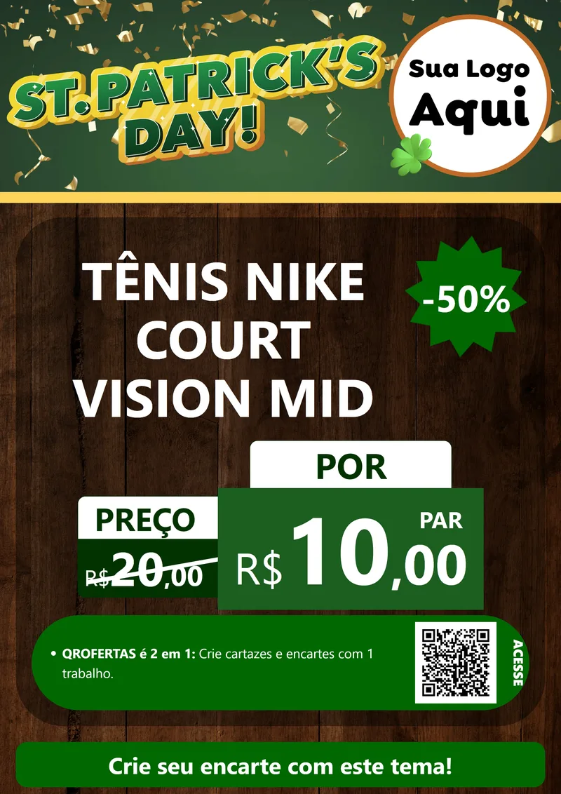 Modelo de Cartaz para Cartaz A4 Vertical com o tema St Patriks Day para Calçados
